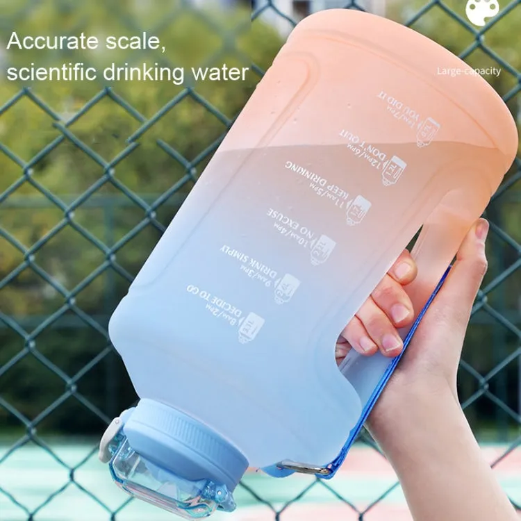 2300ml Large Capacity Gradient Straw Cup Sports Bottle With Scale(Black)