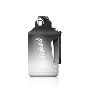 2300ml Large Capacity Gradient Straw Cup Sports Bottle With Scale(Black)