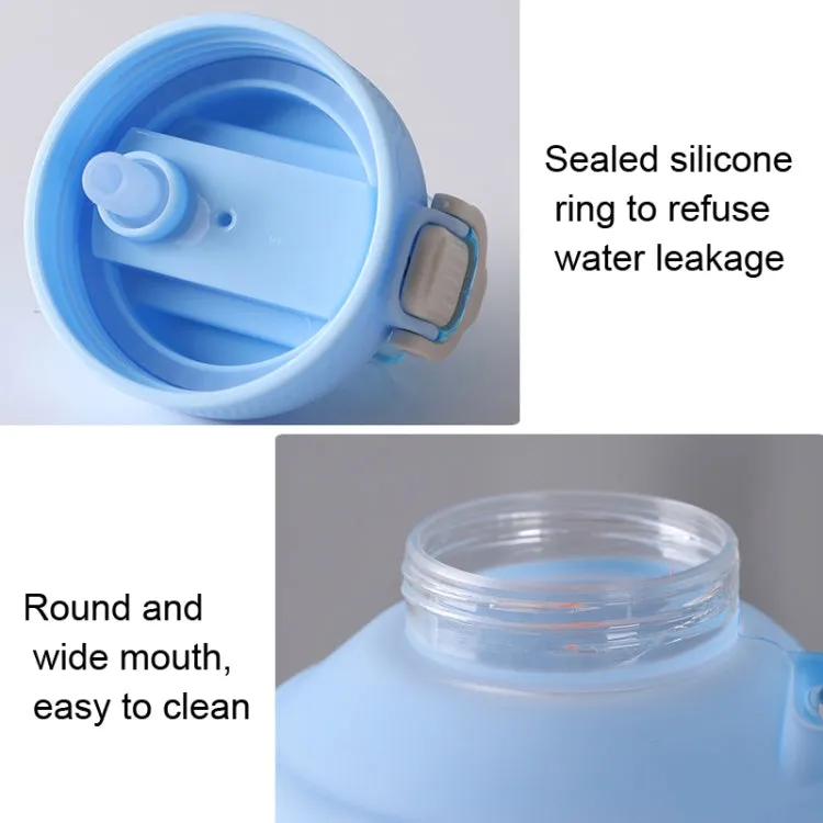 2300ml Large Capacity Gradient Straw Cup Sports Bottle With Scale(Black)