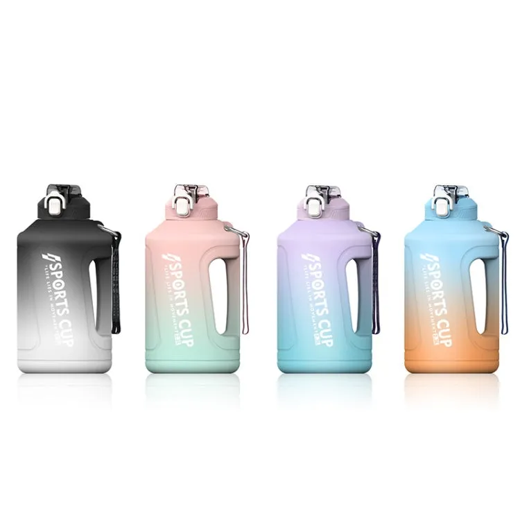 2300ml Large Capacity Gradient Straw Cup Sports Bottle With Scale(Black)