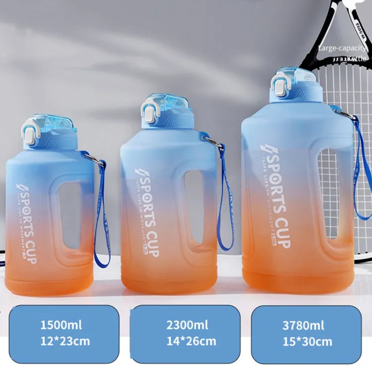 2300ml Large Capacity Gradient Straw Cup Sports Bottle With Scale(Black)