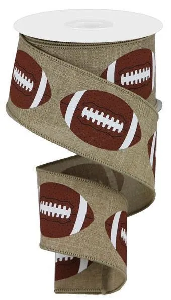 2.5" Bold Football Ribbon: Lt Beige - 10yds