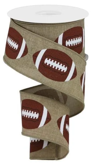2.5" Bold Football Ribbon: Lt Beige - 10yds