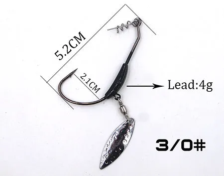 5pcs/lot fishing Crank hook with the lead with Metal Spoon sequins Add weight lead lures crank hook Soft bait  Soft worm hooks