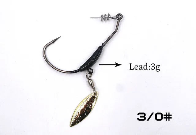 5pcs/lot fishing Crank hook with the lead with Metal Spoon sequins Add weight lead lures crank hook Soft bait  Soft worm hooks