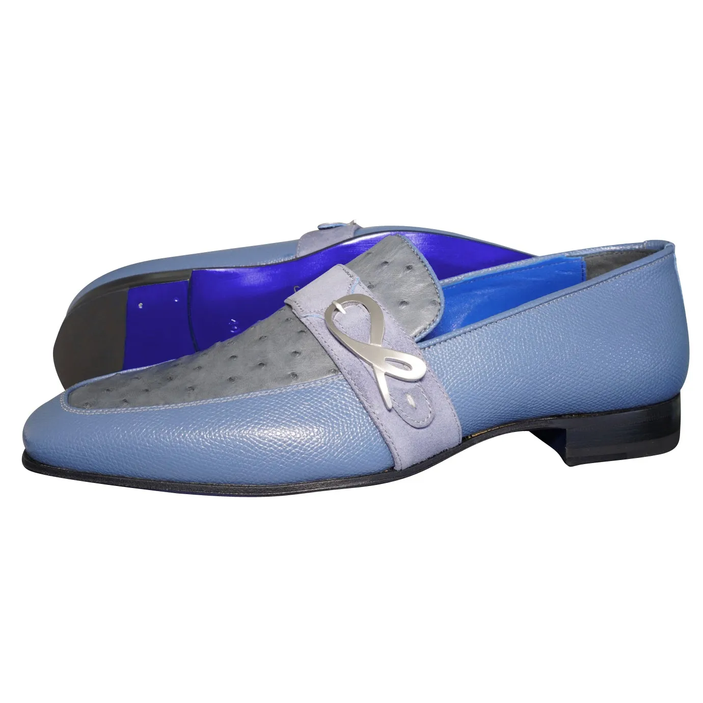 Aegean Ostrich Monk Silver Loafer