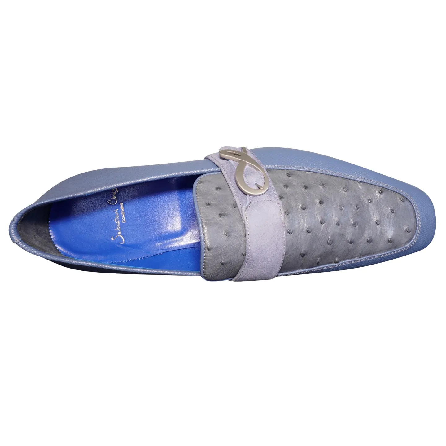 Aegean Ostrich Monk Silver Loafer