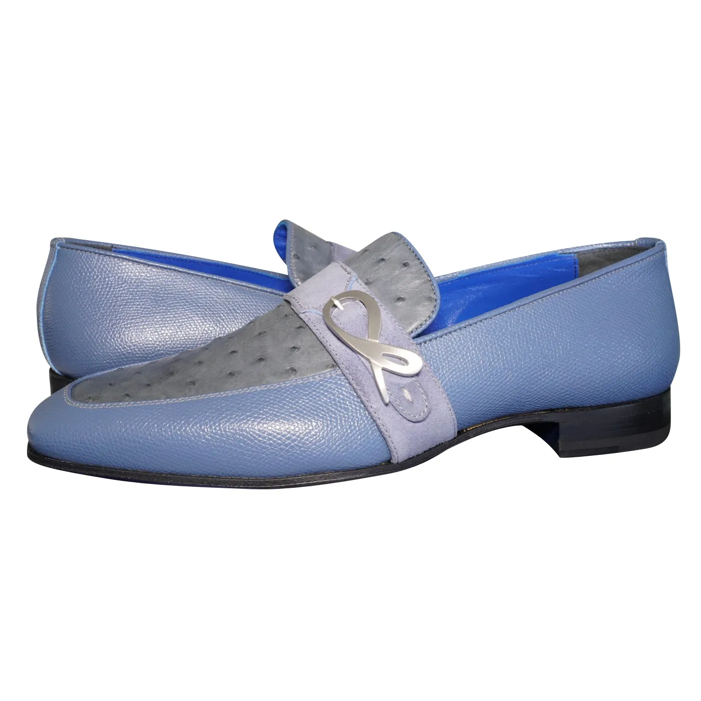 Aegean Ostrich Monk Silver Loafer
