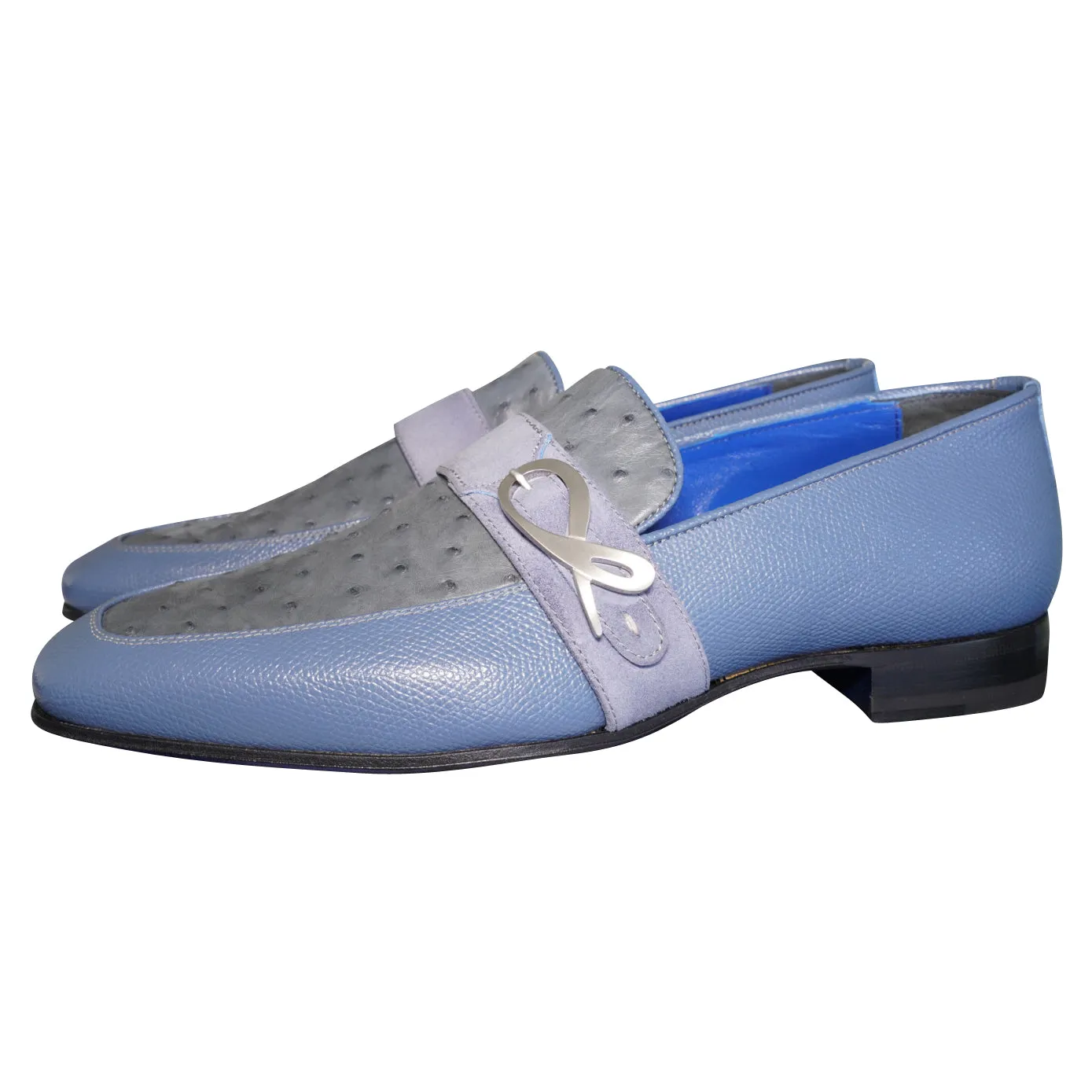 Aegean Ostrich Monk Silver Loafer