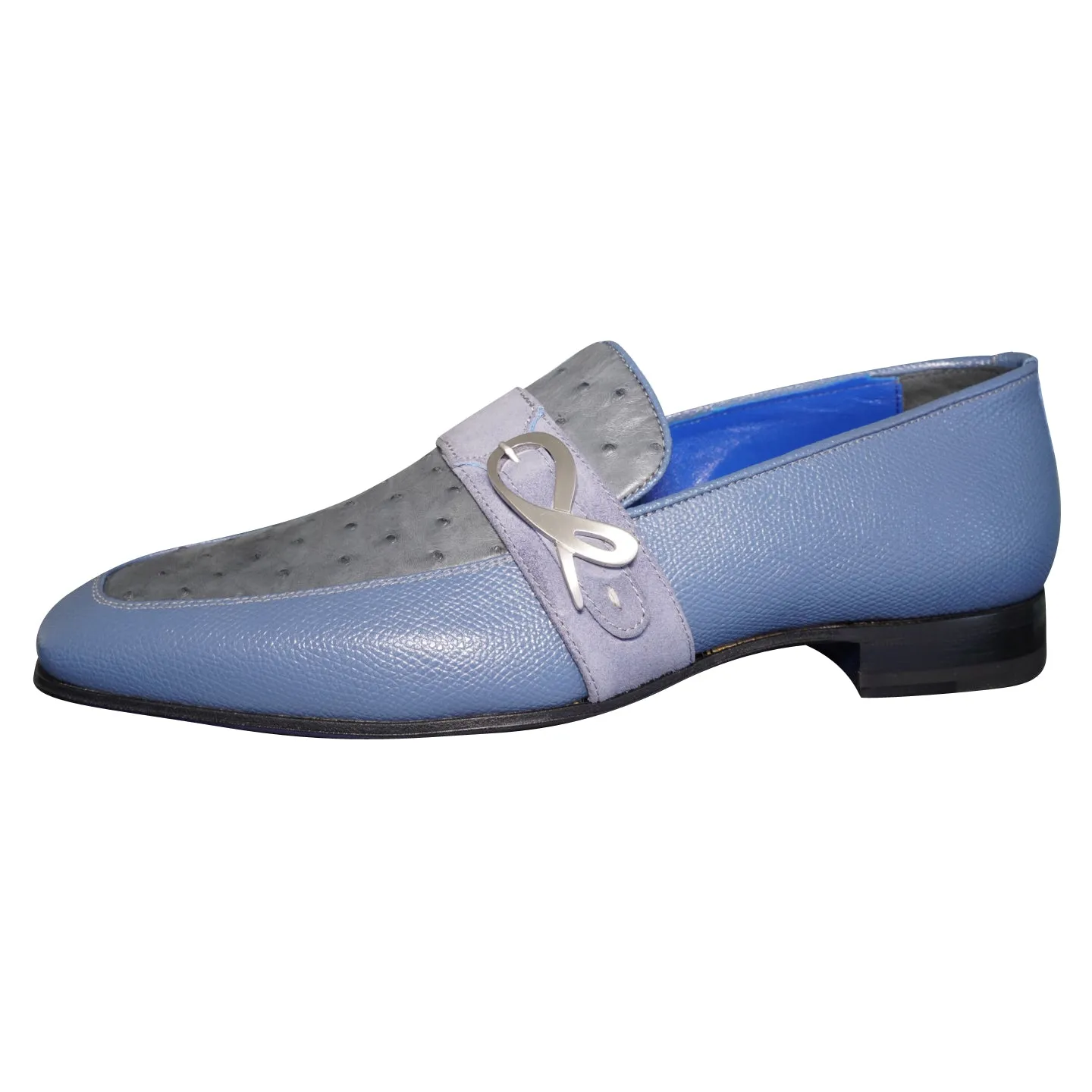 Aegean Ostrich Monk Silver Loafer