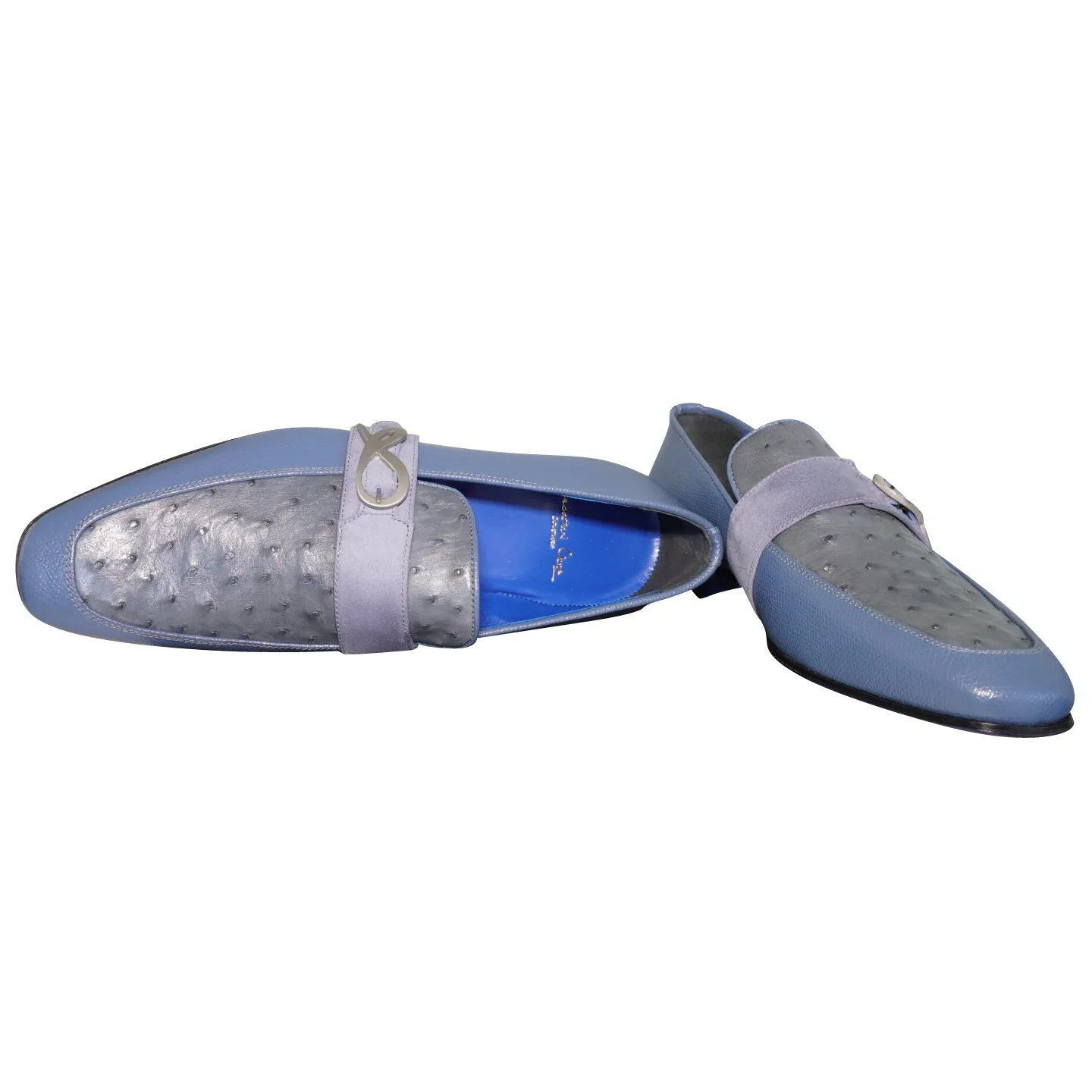 Aegean Ostrich Monk Silver Loafer