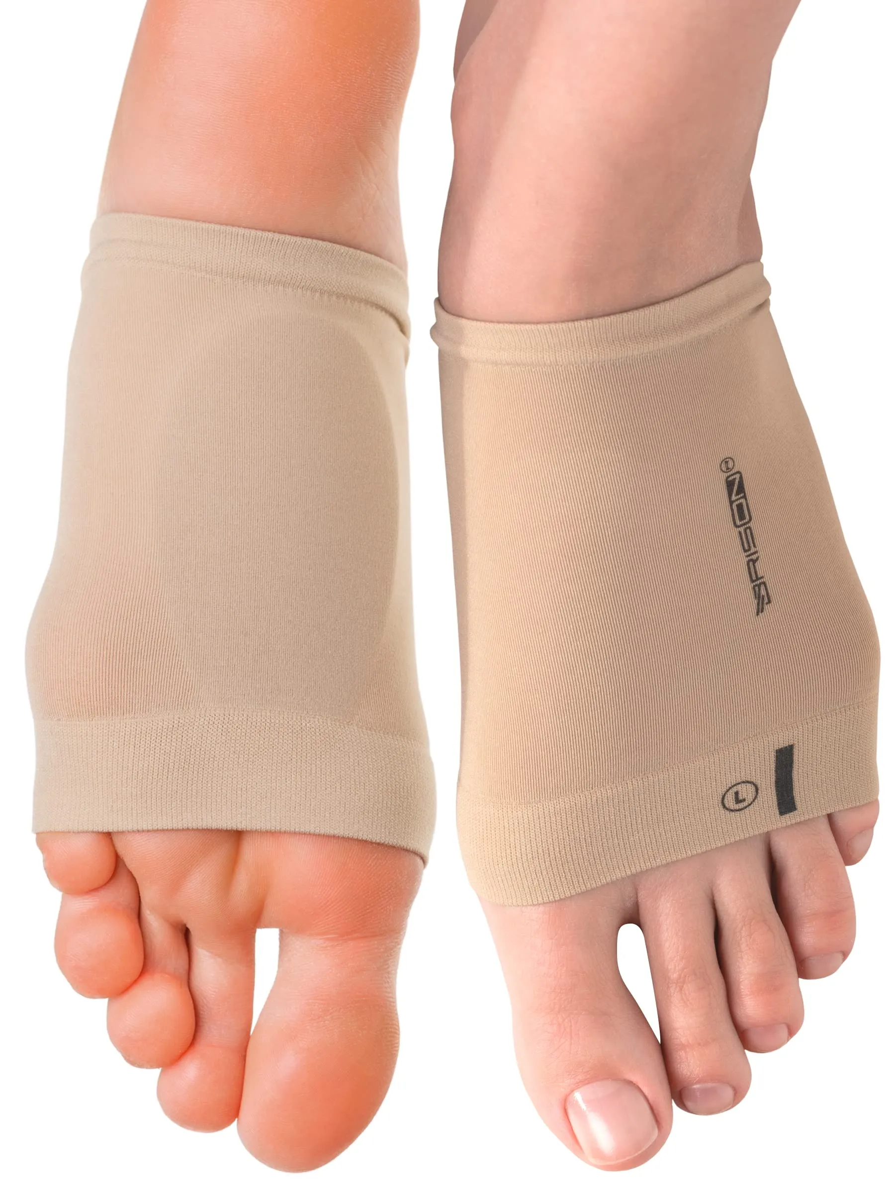 Arch Support Sleeves - Plantar Fasciitis Relief Brace - Foot Arch Supports for Flat Feet Arch and Foot Pain - Men Women 1 Pair Beige