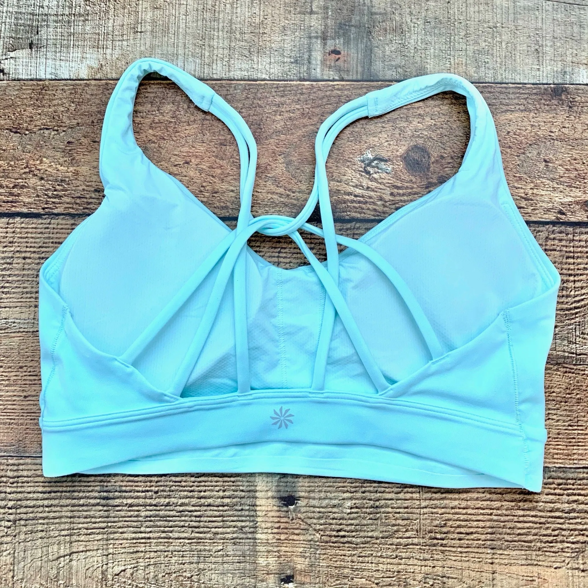 Athleta Light Blue Solace Criss Cross Back Padded Bra- Size ~S