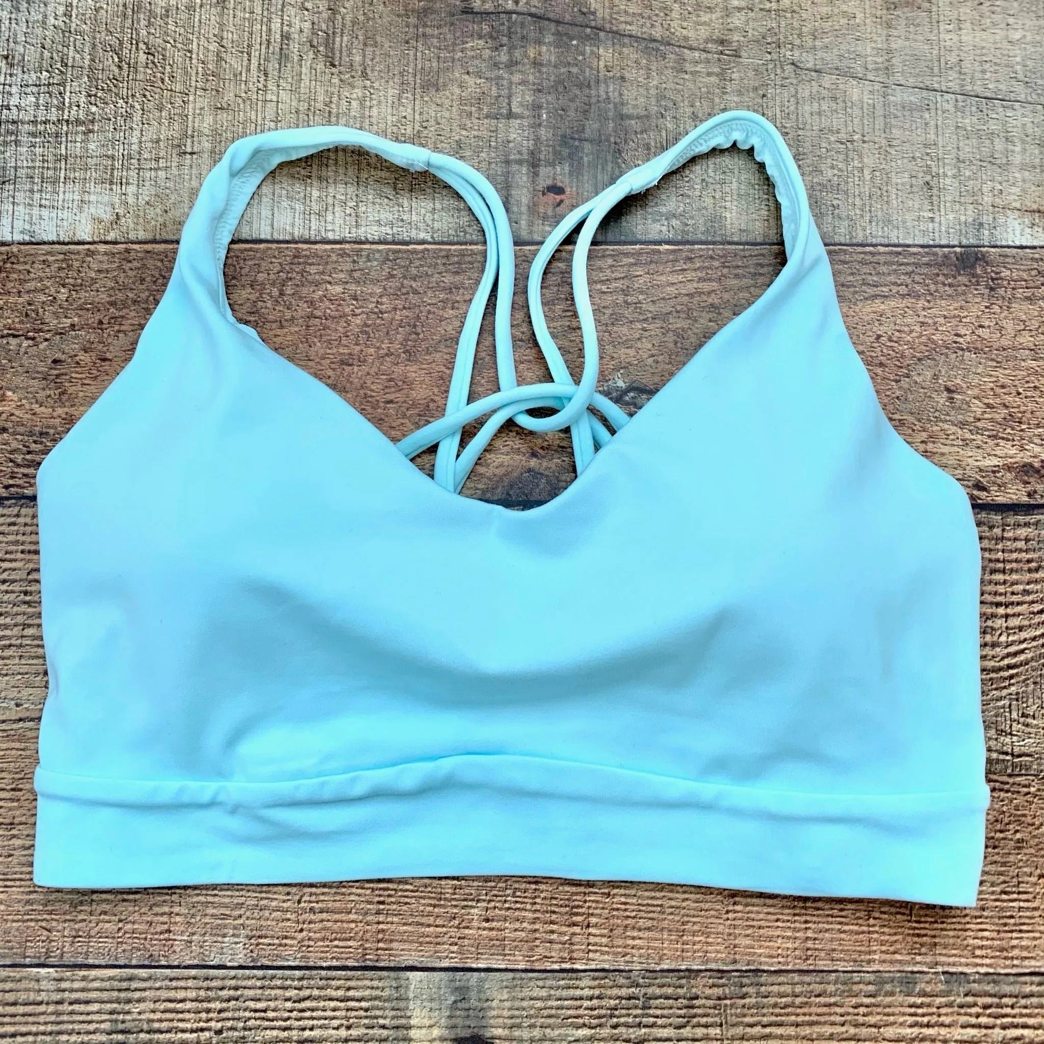 Athleta Light Blue Solace Criss Cross Back Padded Bra- Size ~S