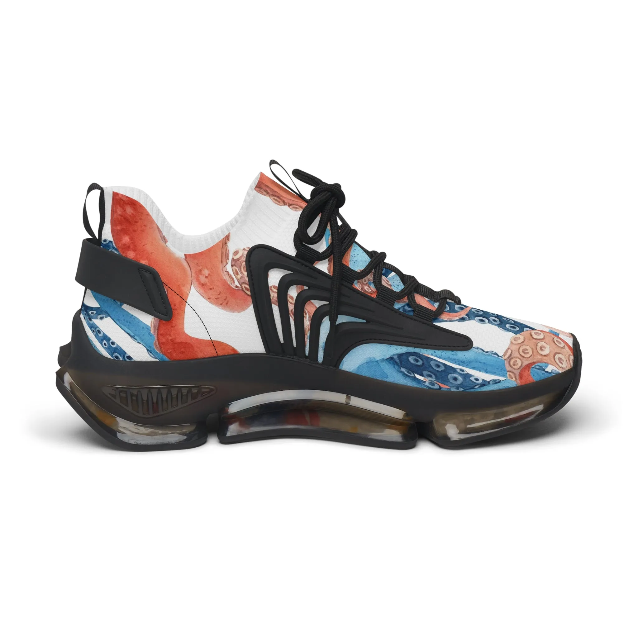 Beautiful Blue and Orange Octopus Women's Mesh Sneakers