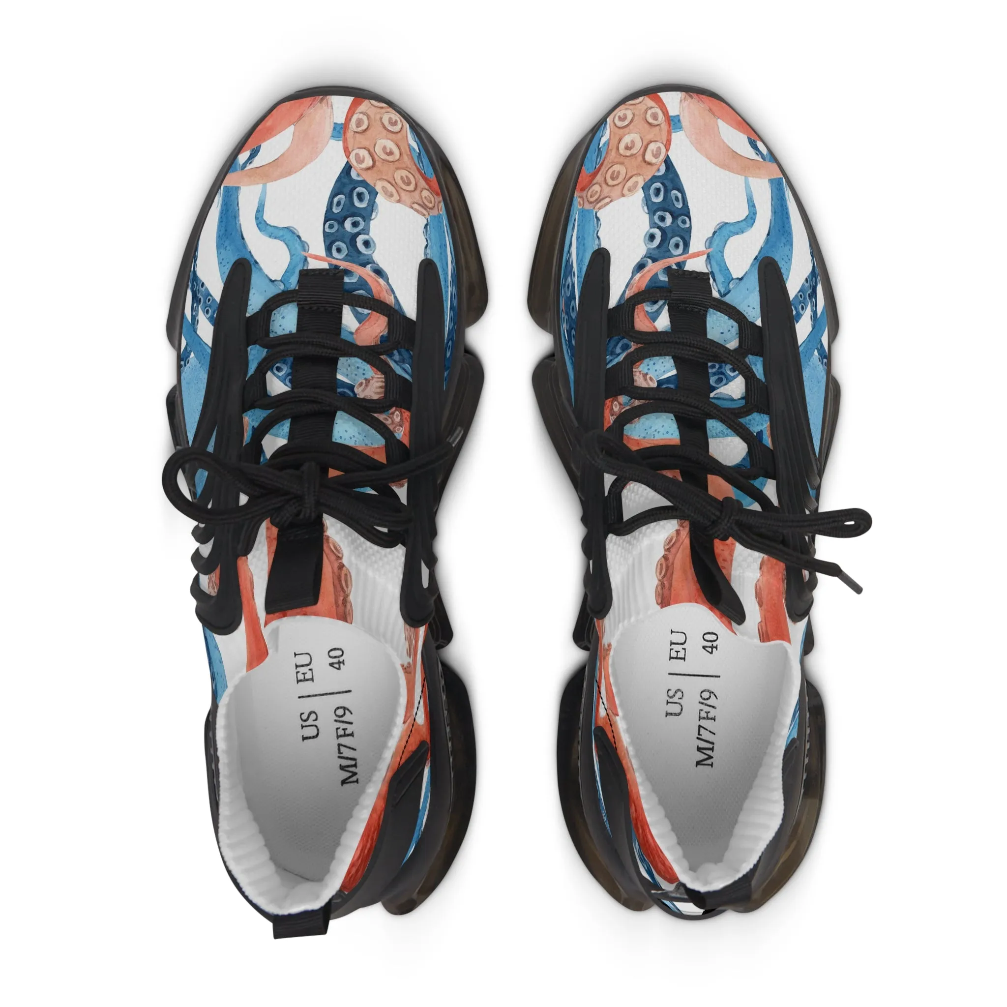 Beautiful Blue and Orange Octopus Women's Mesh Sneakers