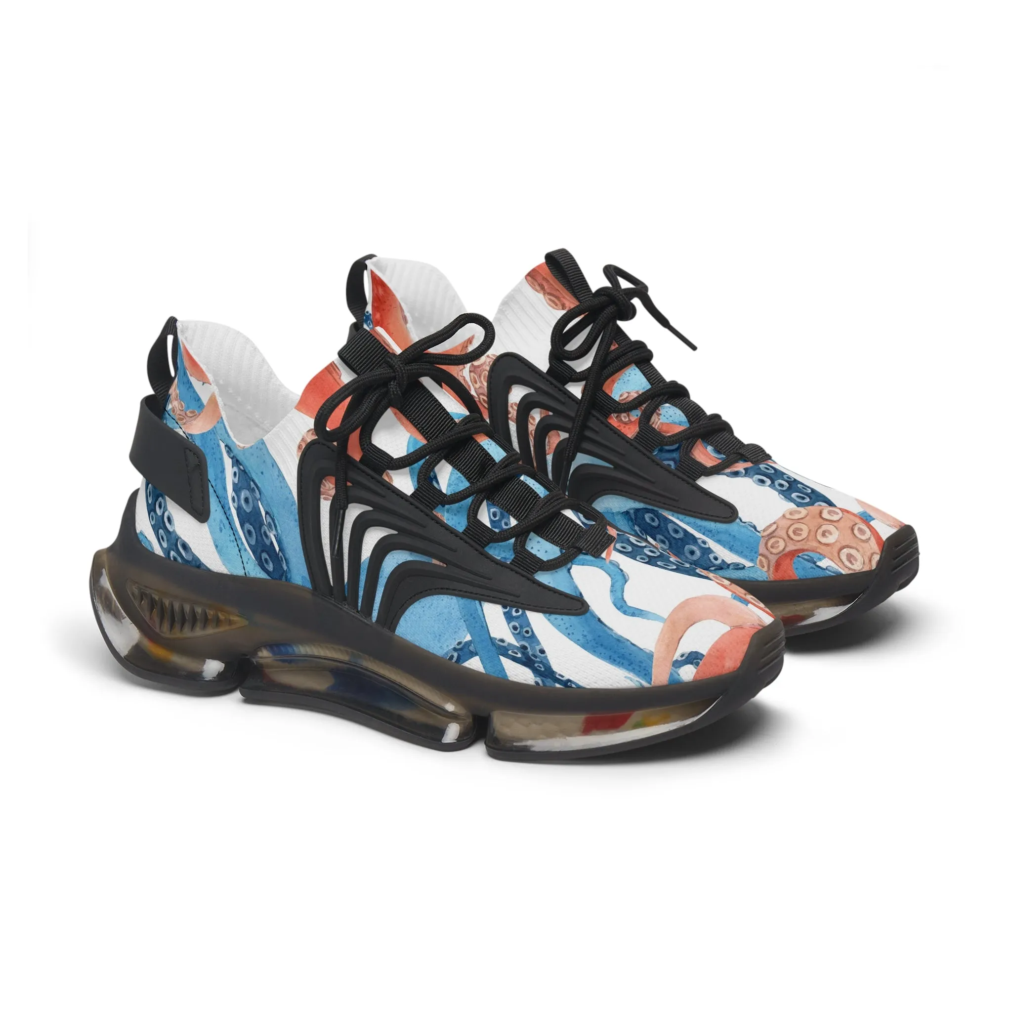 Beautiful Blue and Orange Octopus Women's Mesh Sneakers