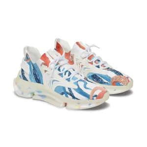 Beautiful Blue and Orange Octopus Women's Mesh Sneakers