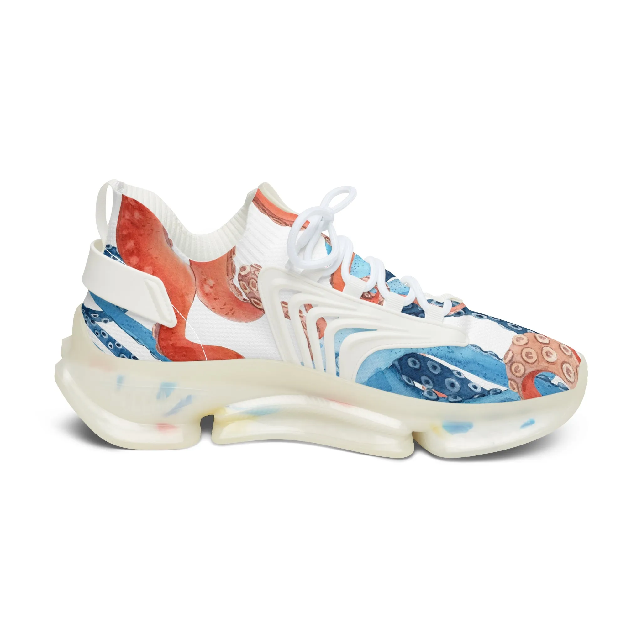 Beautiful Blue and Orange Octopus Women's Mesh Sneakers