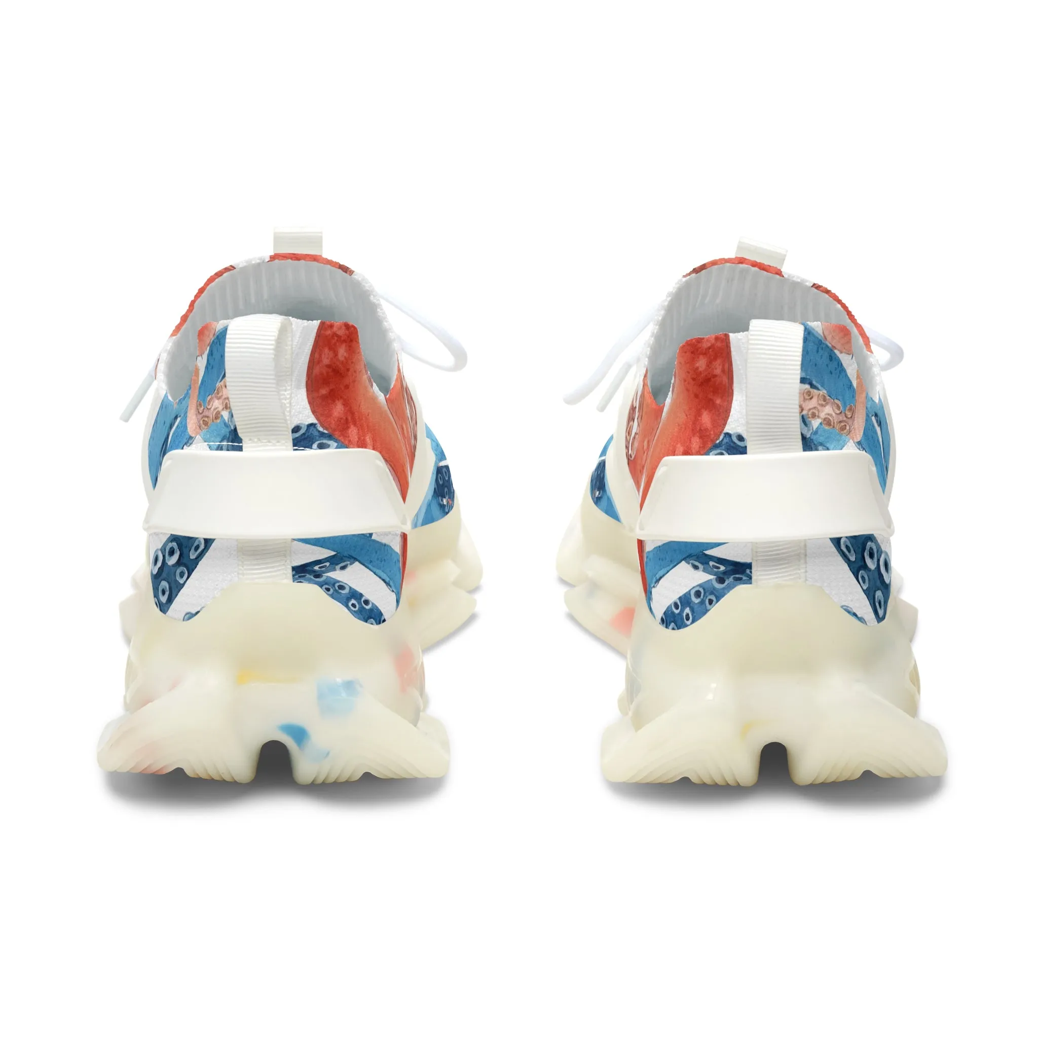 Beautiful Blue and Orange Octopus Women's Mesh Sneakers