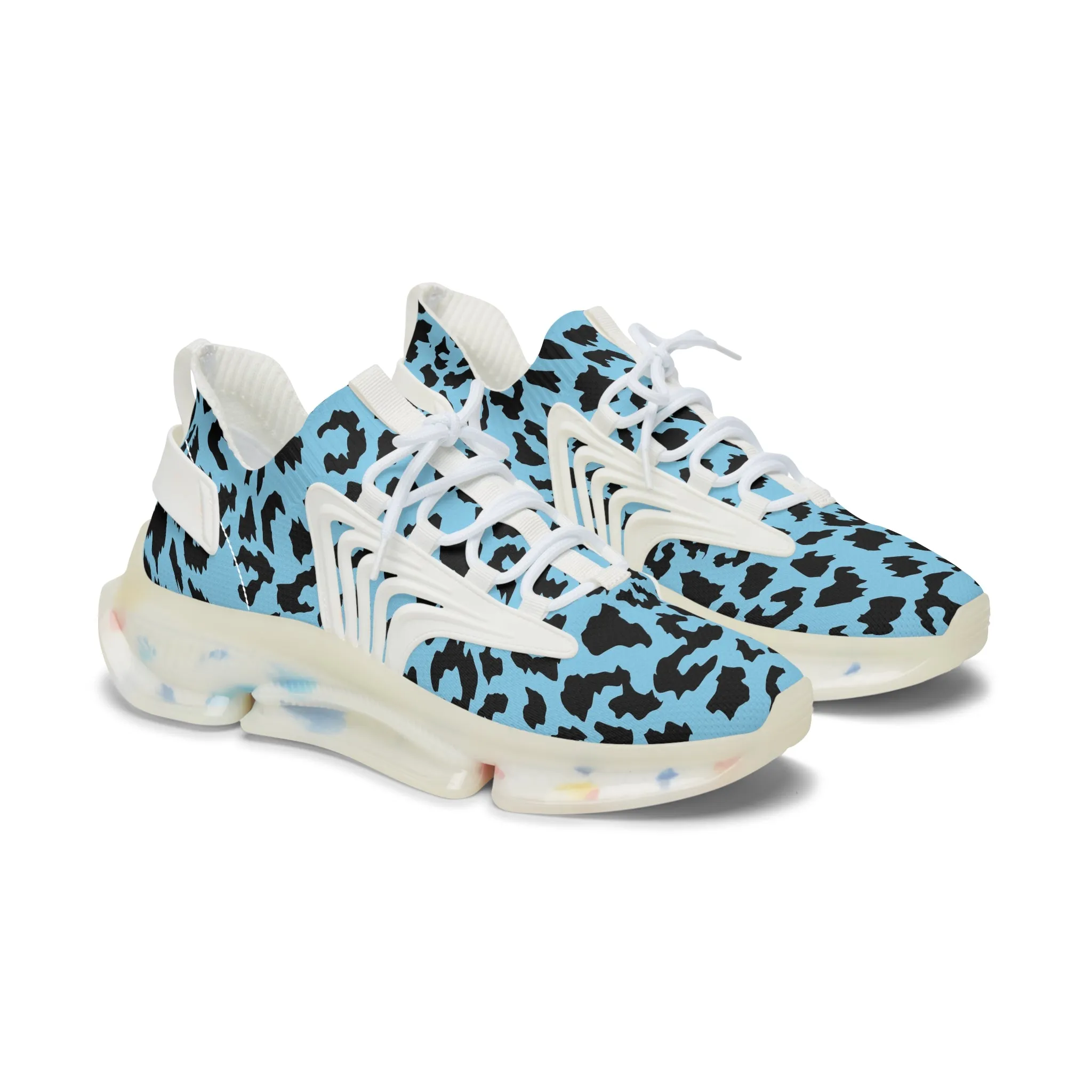 Blue Spotted Leopard Women's Mesh Sneakers