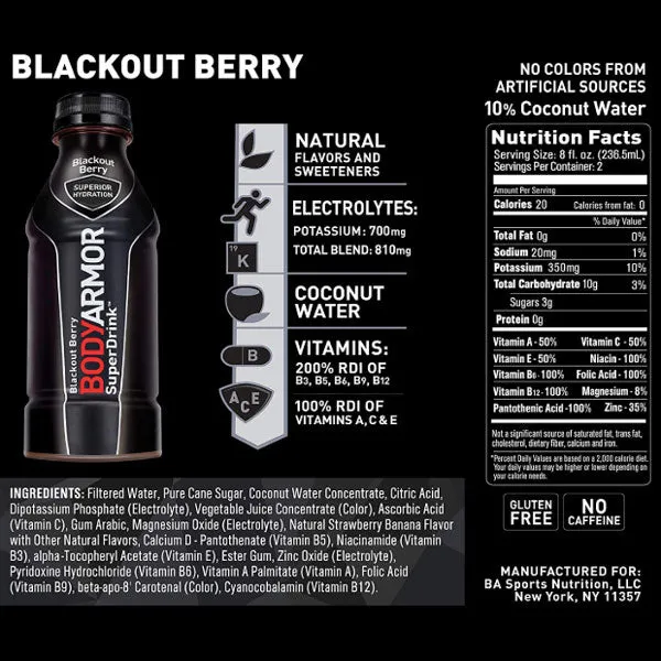 BodyArmor Sports Drink, Blackout Berry, 16 Fl. oz.