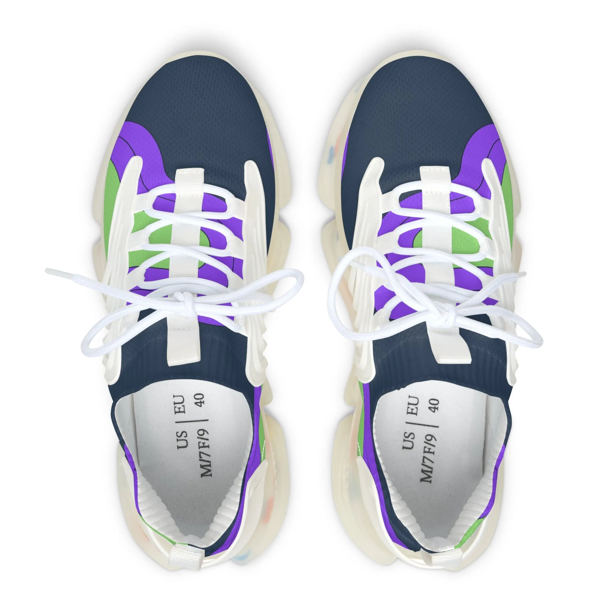 Bright Purple and Green Lava Women's Mesh Sneakers