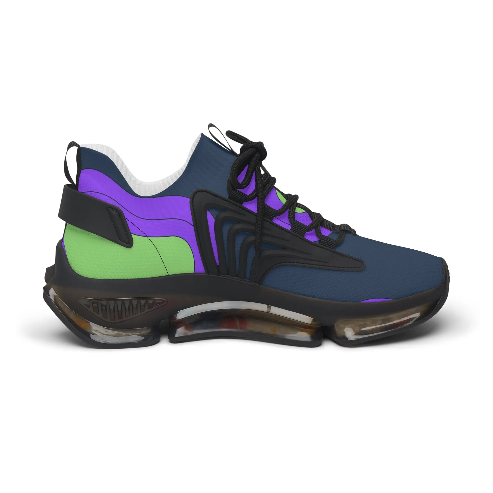 Bright Purple and Green Lava Women's Mesh Sneakers