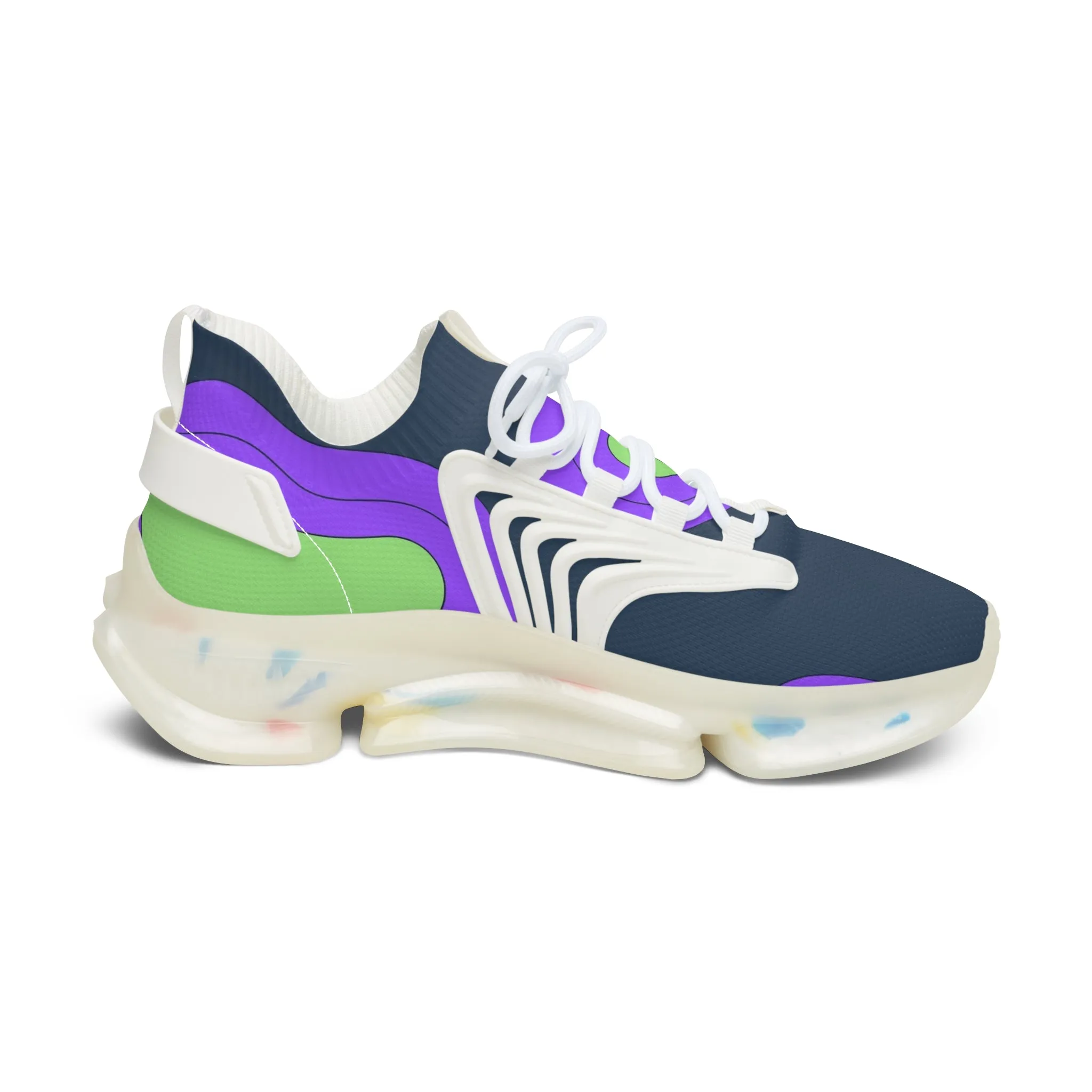 Bright Purple and Green Lava Women's Mesh Sneakers