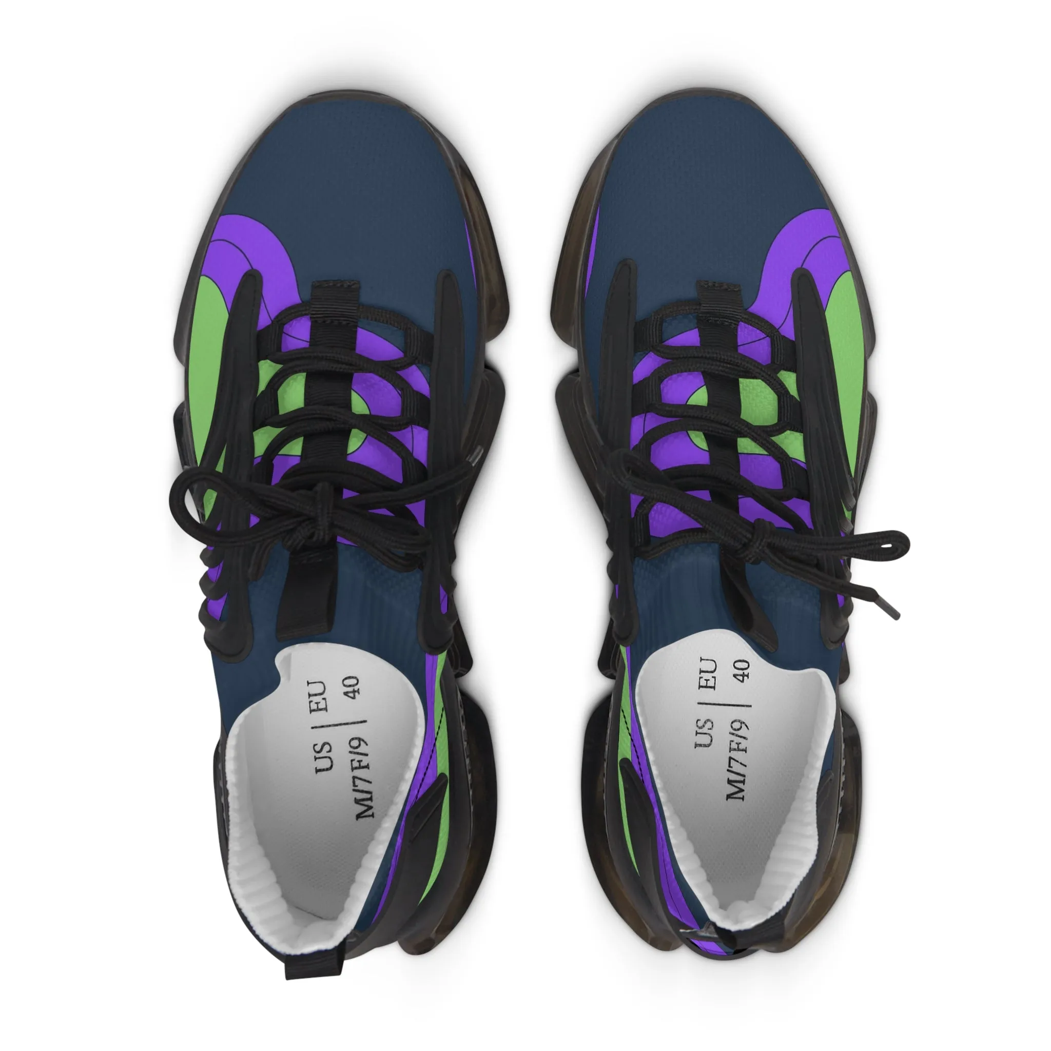 Bright Purple and Green Lava Women's Mesh Sneakers