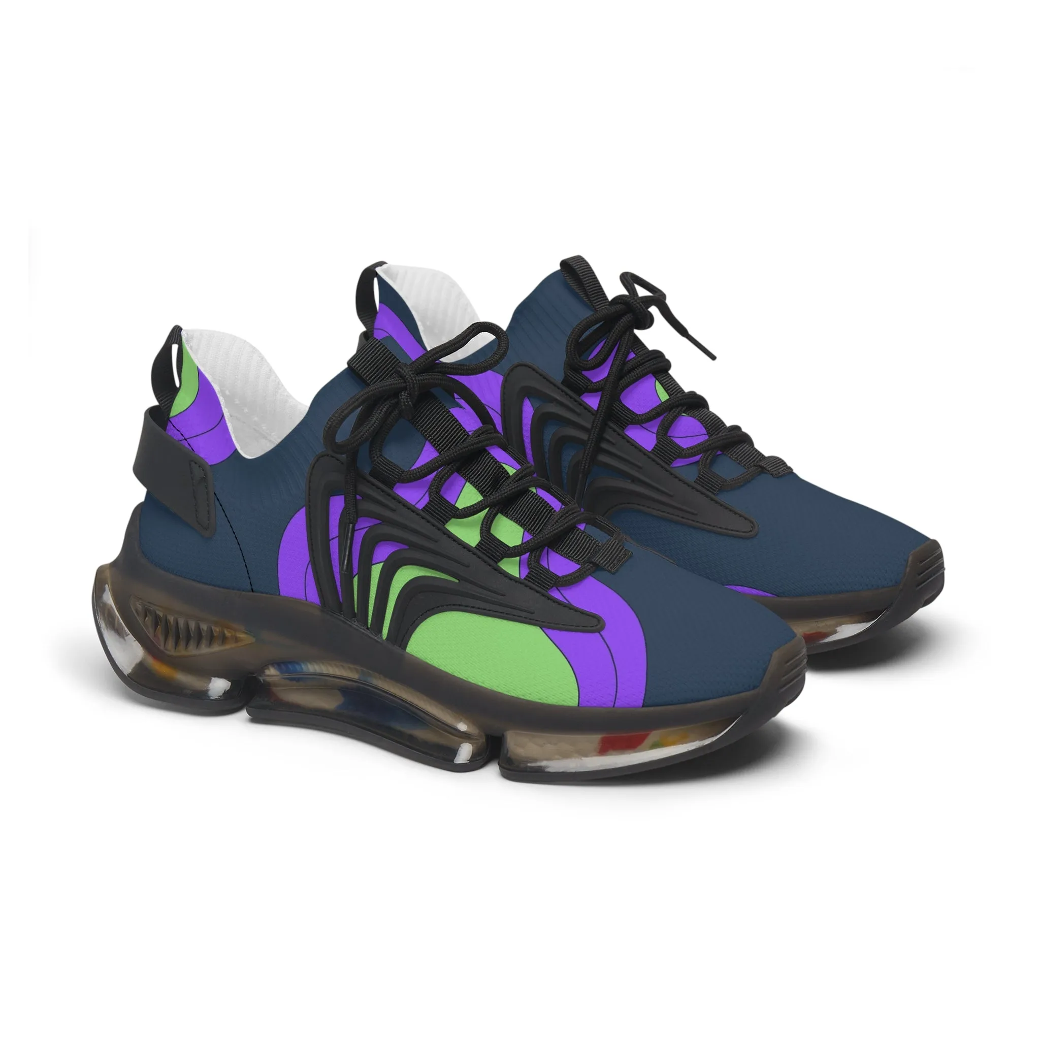 Bright Purple and Green Lava Women's Mesh Sneakers