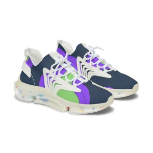 Bright Purple and Green Lava Women's Mesh Sneakers
