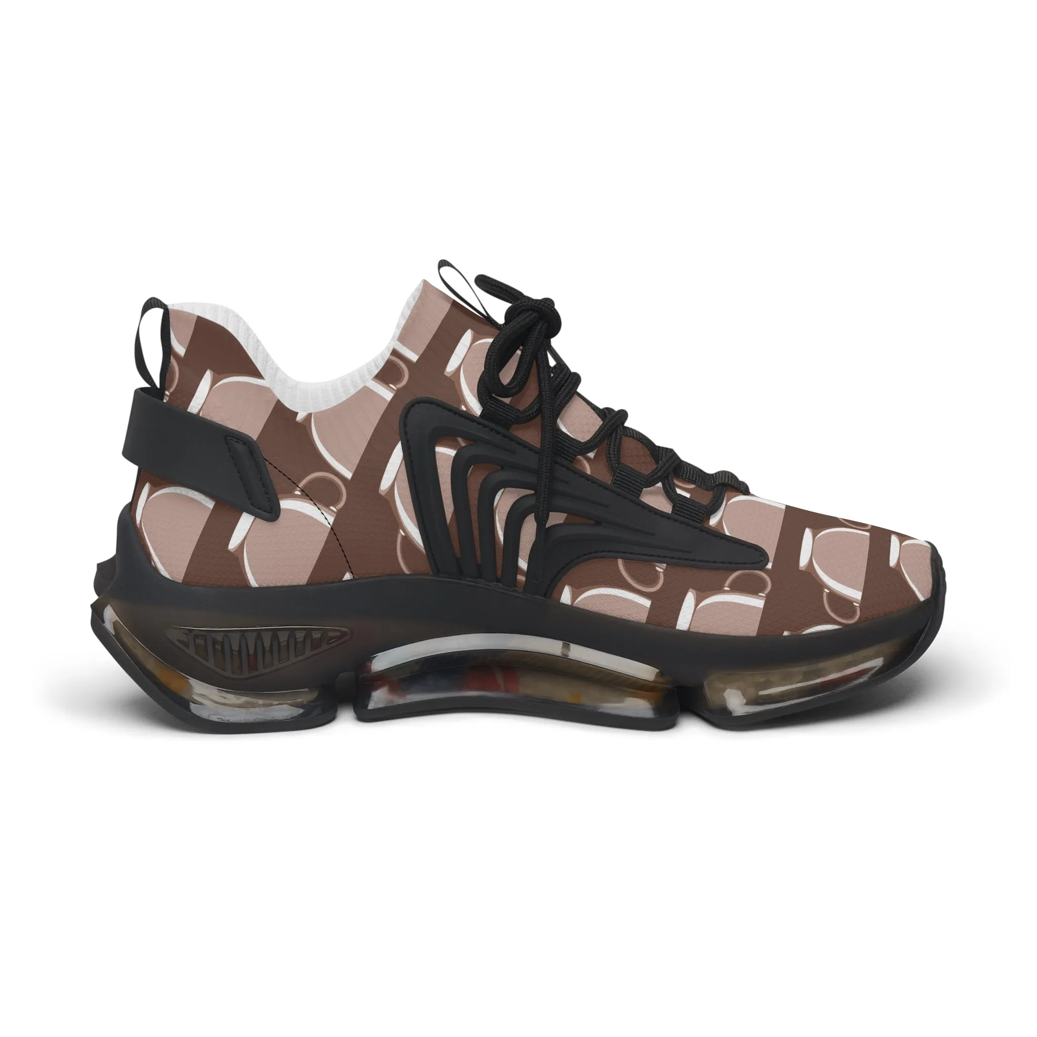 Brown Coffee Cups Women's Mesh Sneakers