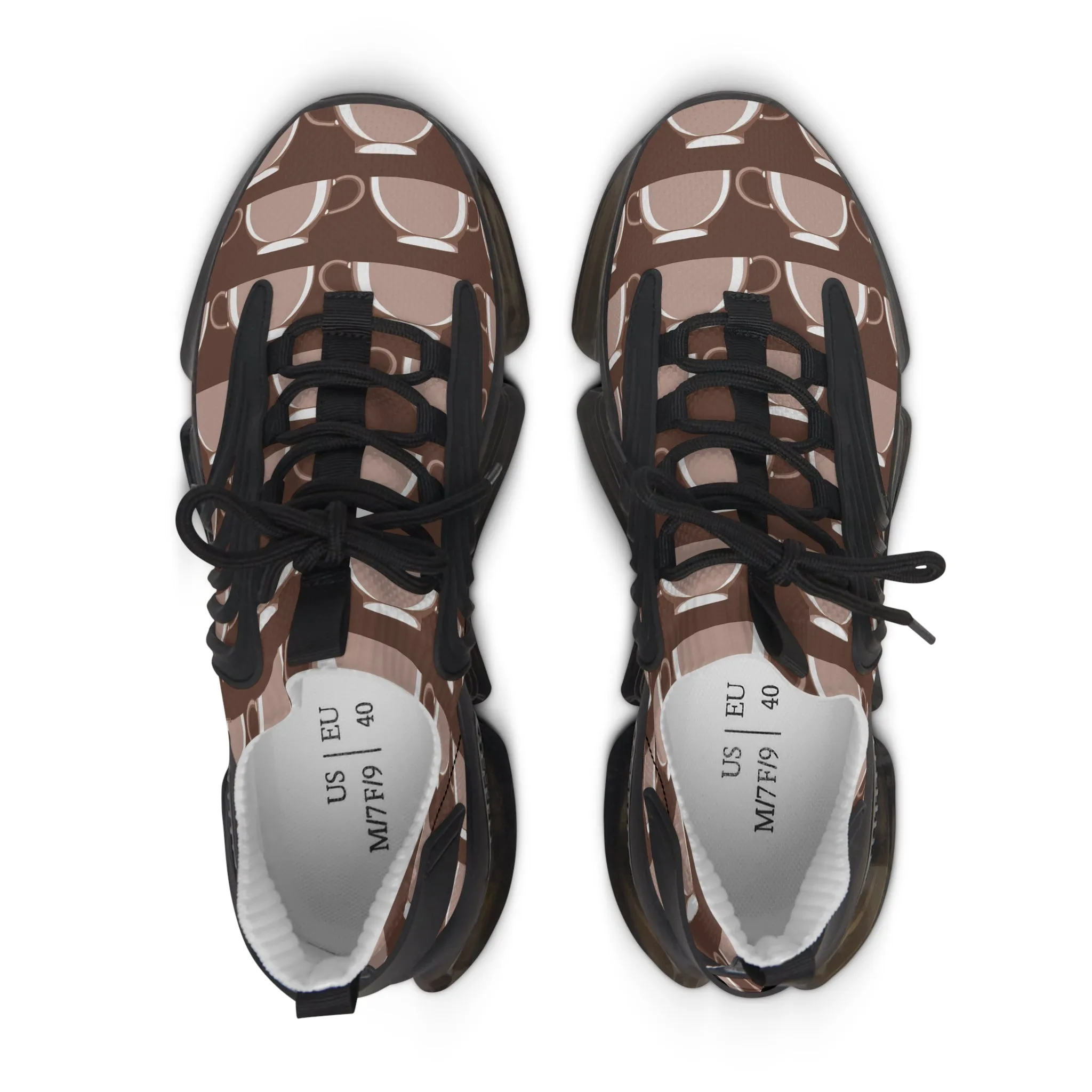 Brown Coffee Cups Women's Mesh Sneakers