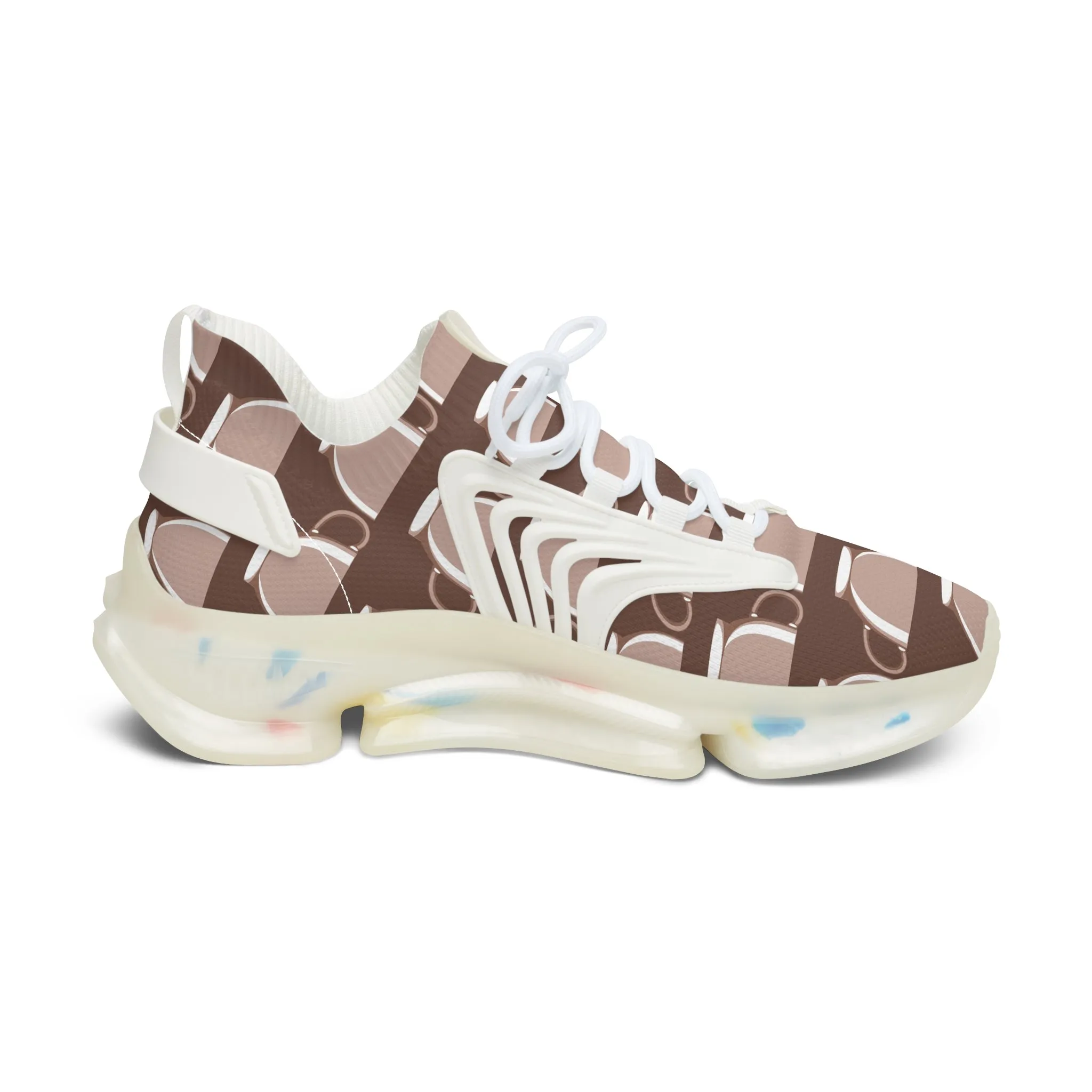 Brown Coffee Cups Women's Mesh Sneakers