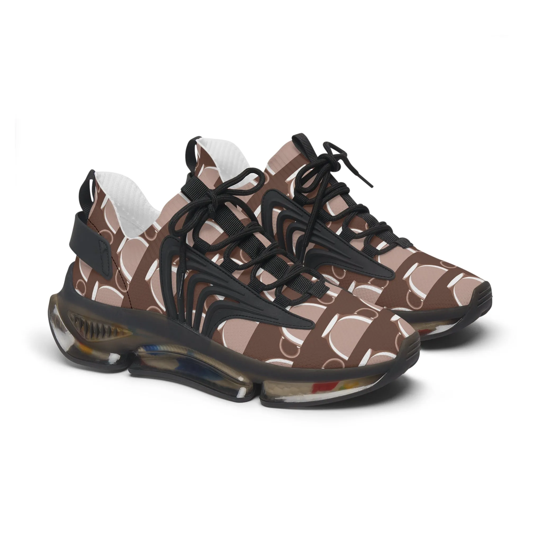 Brown Coffee Cups Women's Mesh Sneakers