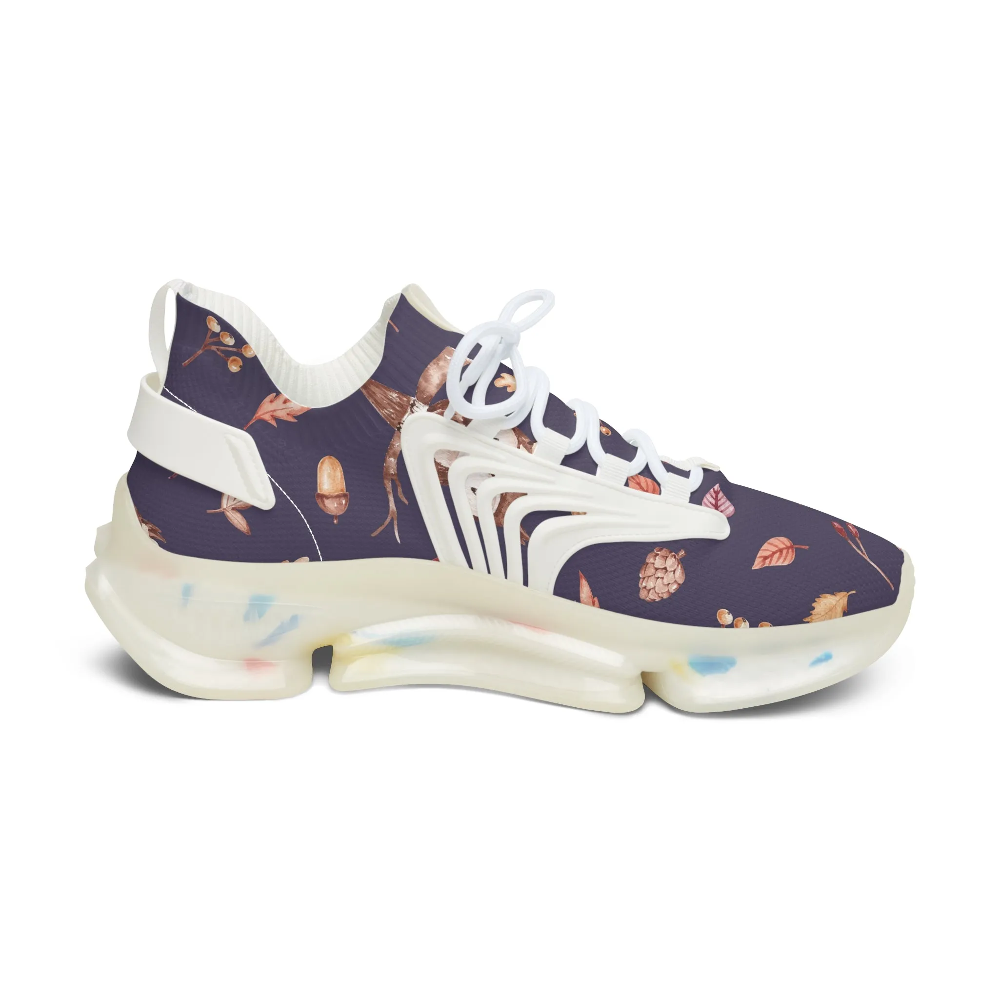 Brown Owl on Tree Branches Women's Mesh Sneakers