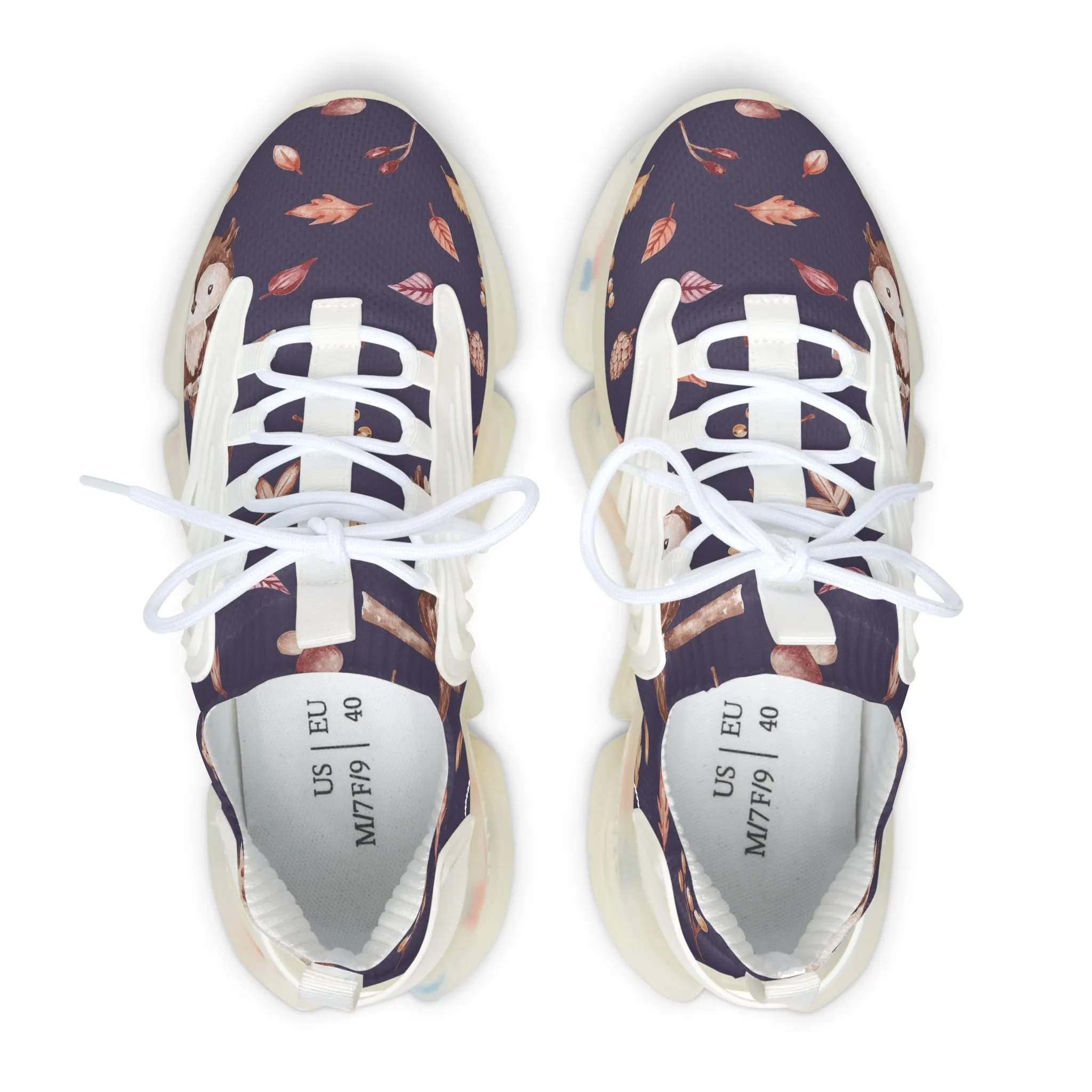 Brown Owl on Tree Branches Women's Mesh Sneakers