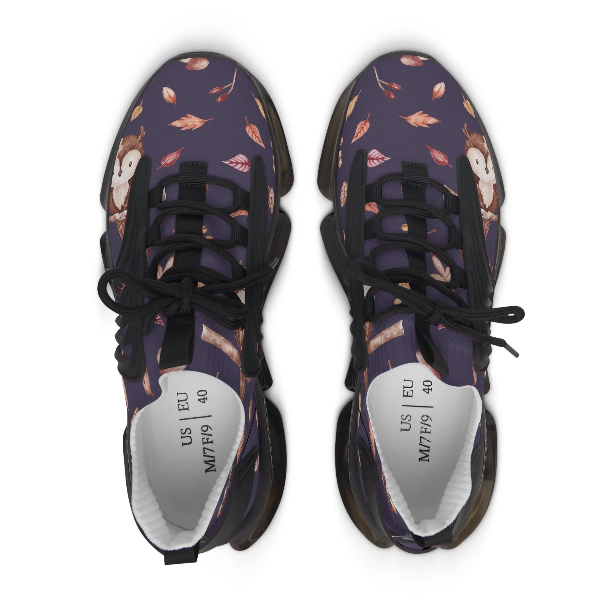 Brown Owl on Tree Branches Women's Mesh Sneakers