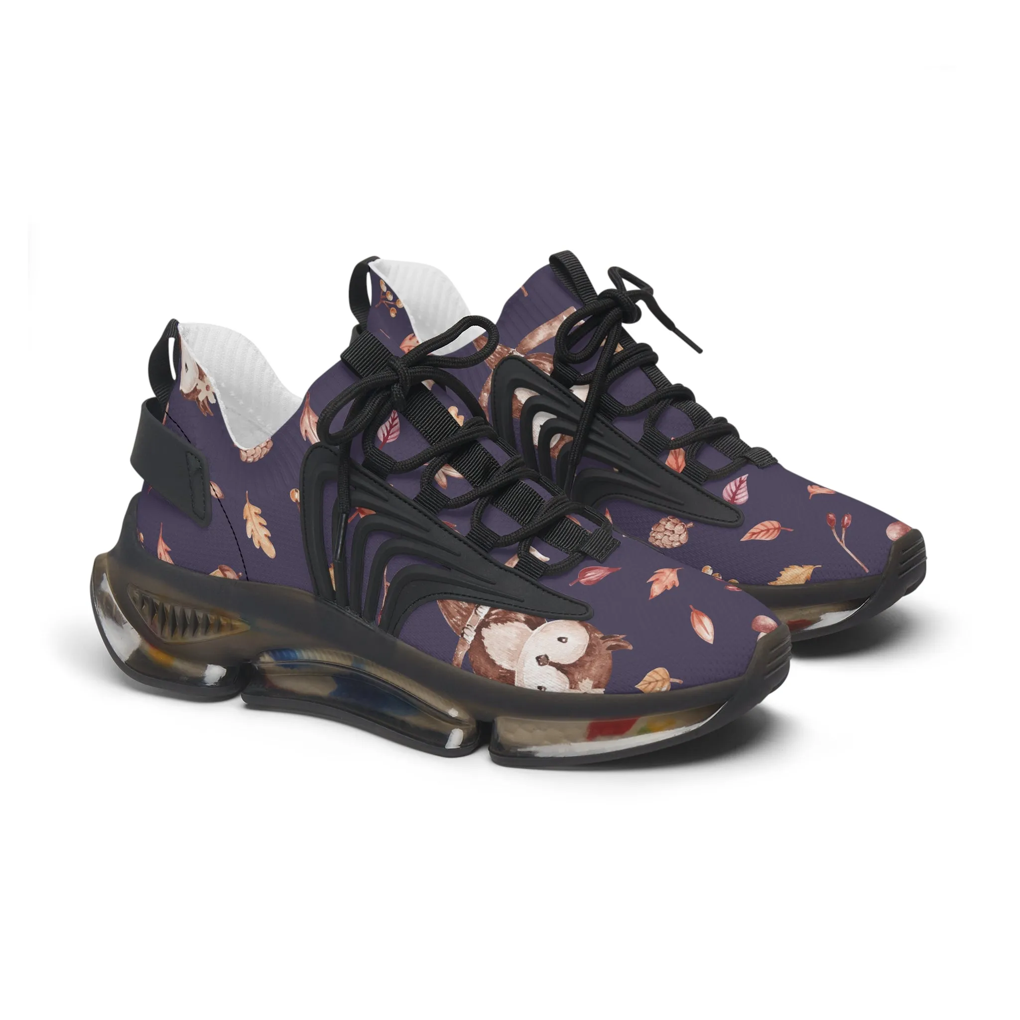 Brown Owl on Tree Branches Women's Mesh Sneakers