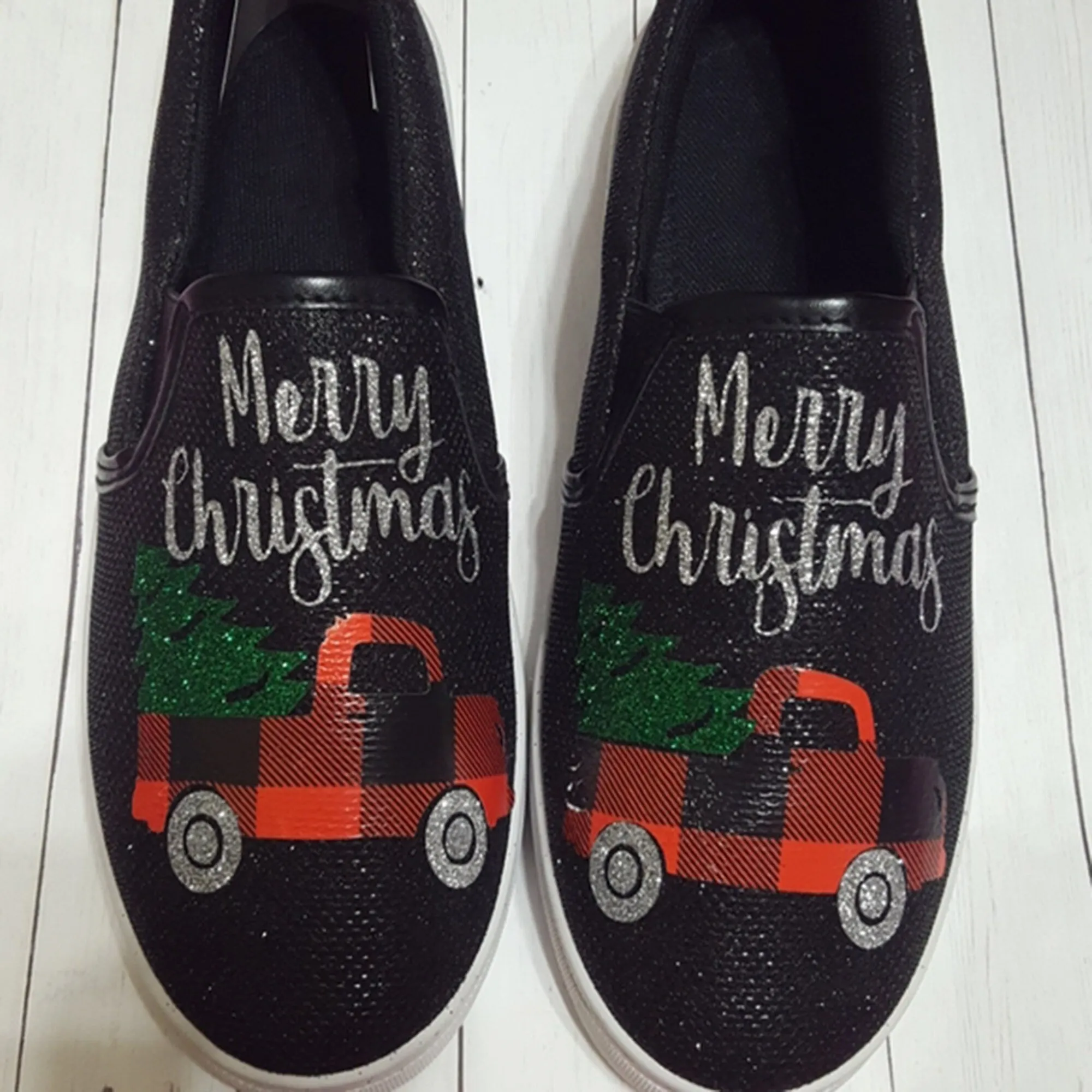 Buffalo plaid Truck  Slip-On Shoes/ Buffalo plaid Truck Shoes