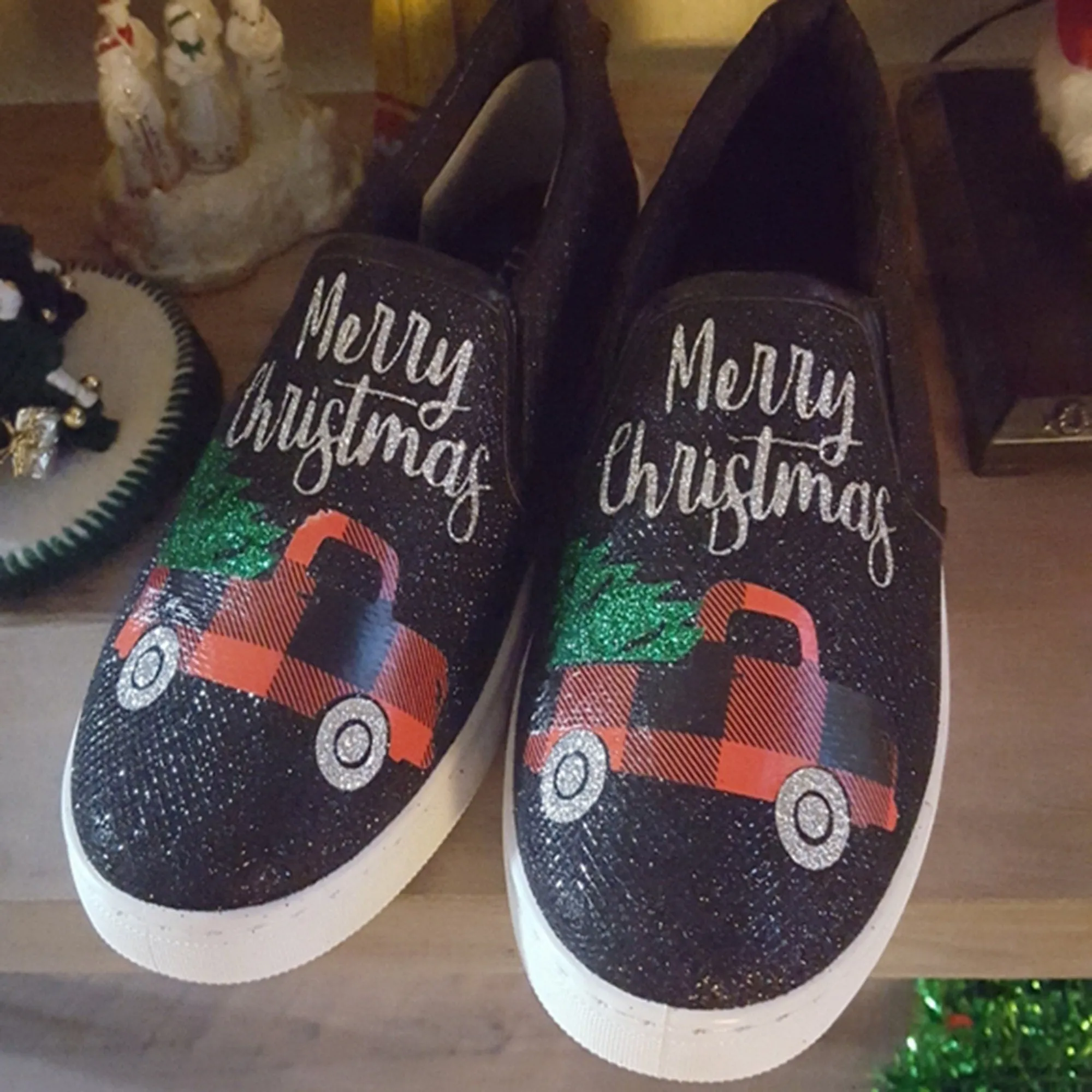 Buffalo plaid Truck  Slip-On Shoes/ Buffalo plaid Truck Shoes