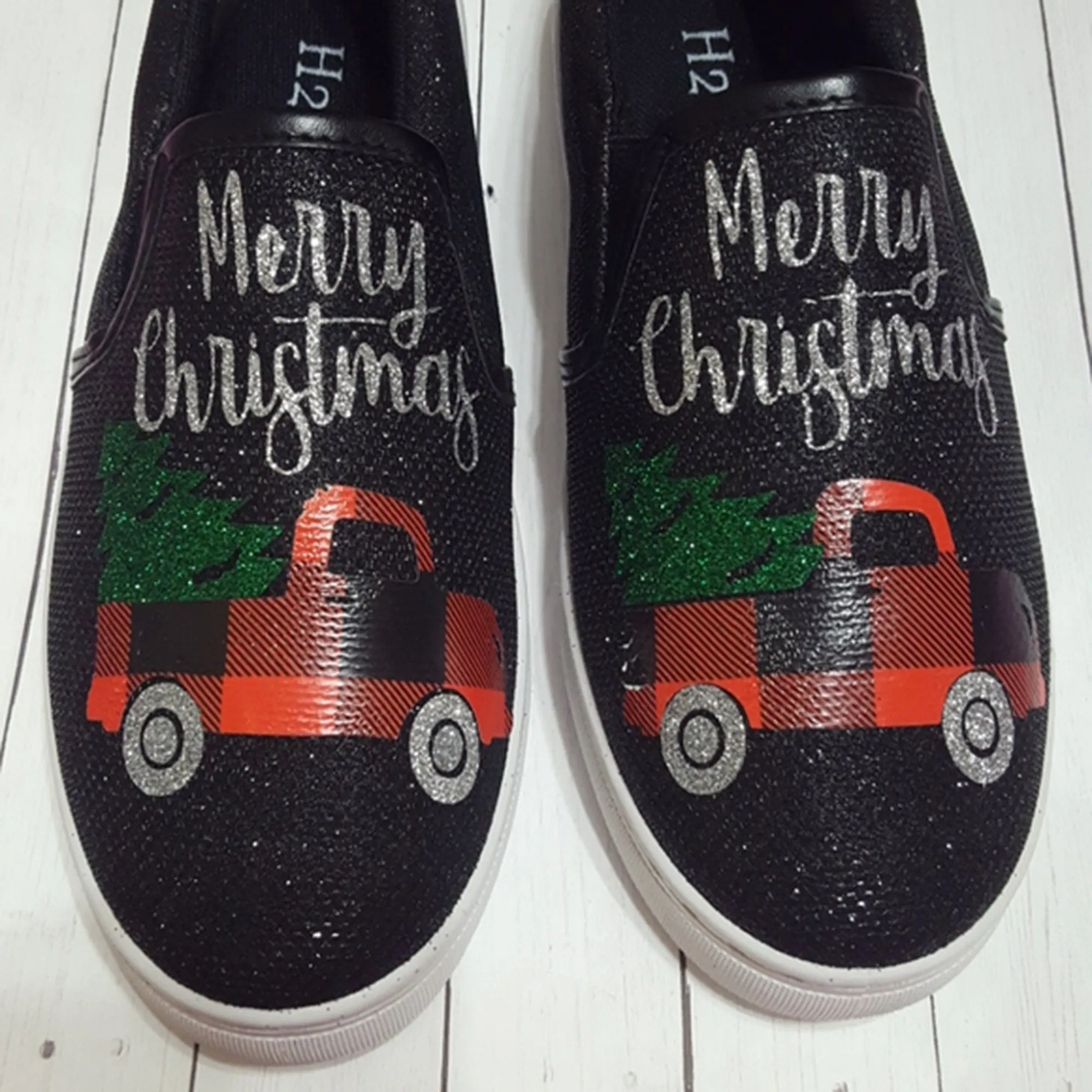 Buffalo plaid Truck  Slip-On Shoes/ Buffalo plaid Truck Shoes