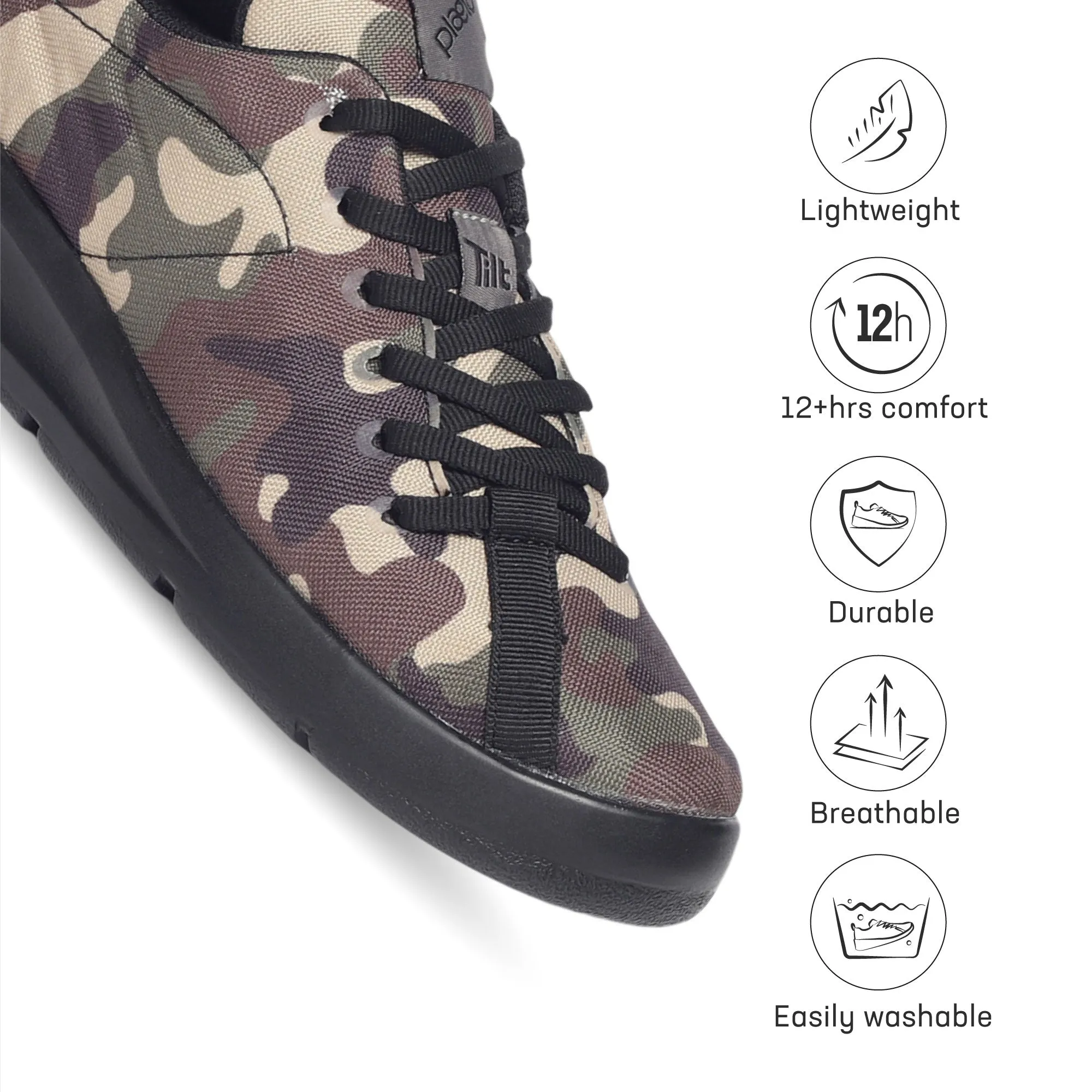 Camo Men's Sports Shoes - Green / Beige