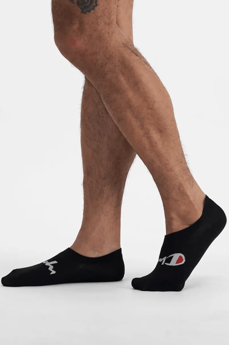 CHAMPION SCRIPT SNEAKER SOCKS 3 PACK - BLACK