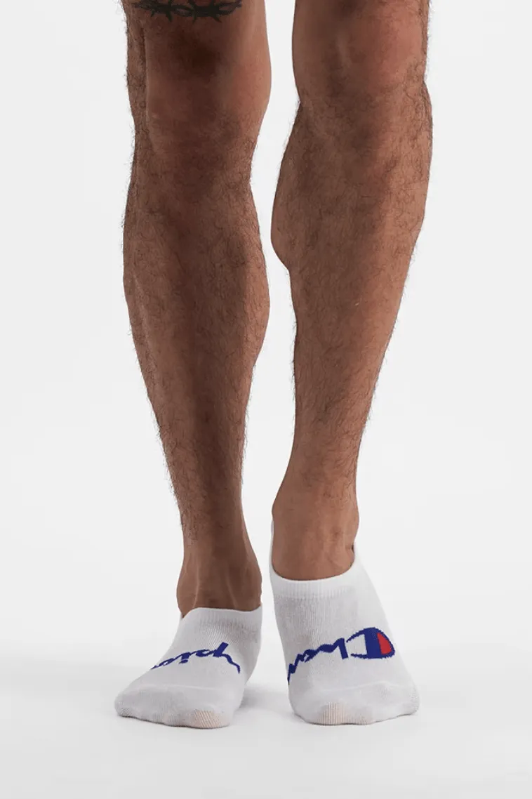 CHAMPION SCRIPT SNEAKER SOCKS 3 PACK - WHITE