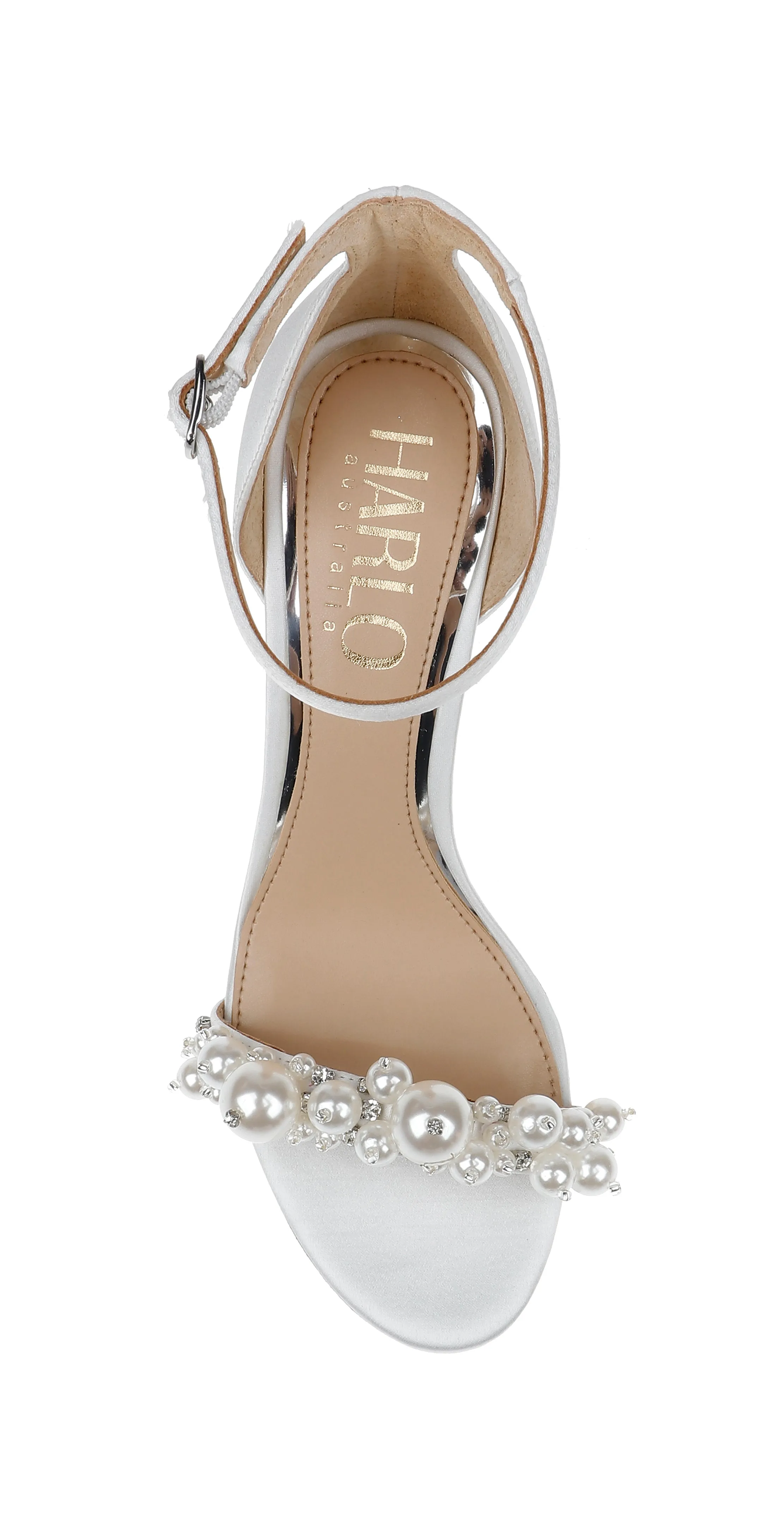 Charli, White Statement Pearl Mid Block Heel