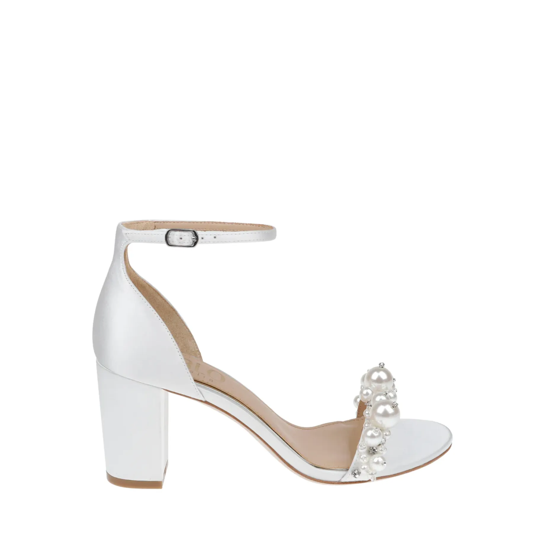 Charli, White Statement Pearl Mid Block Heel
