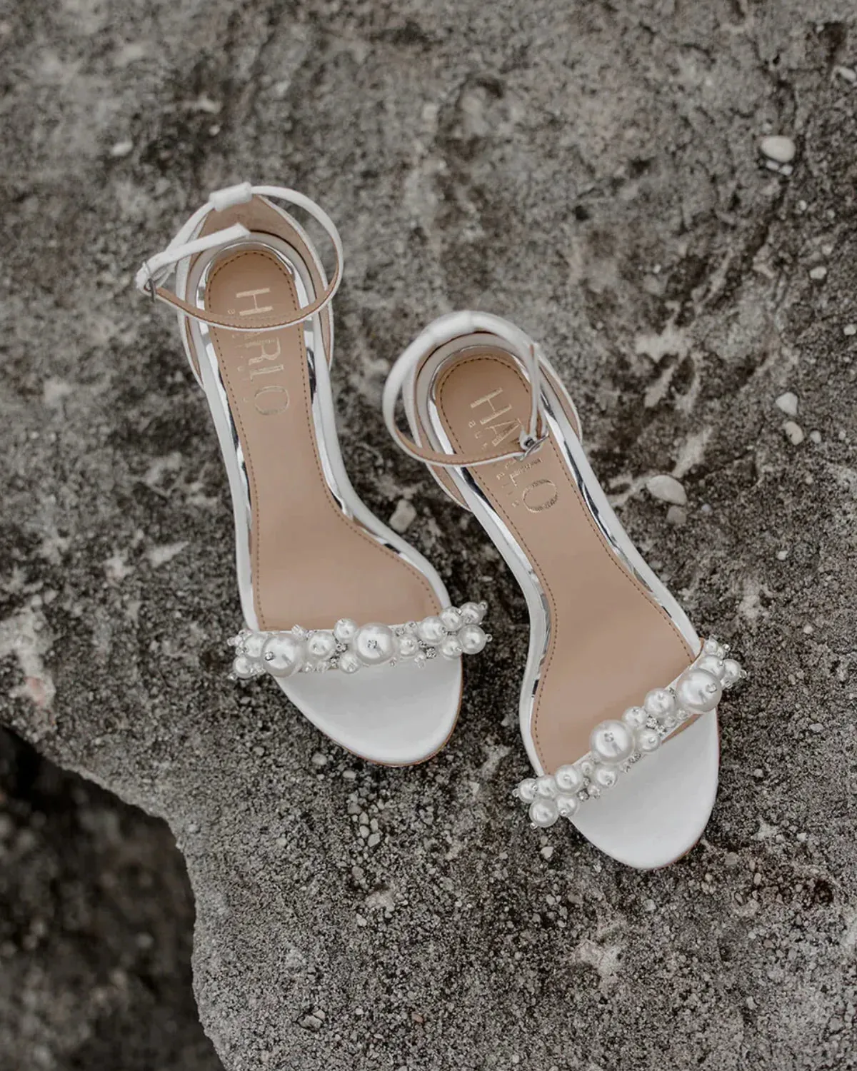 Charli, White Statement Pearl Mid Block Heel