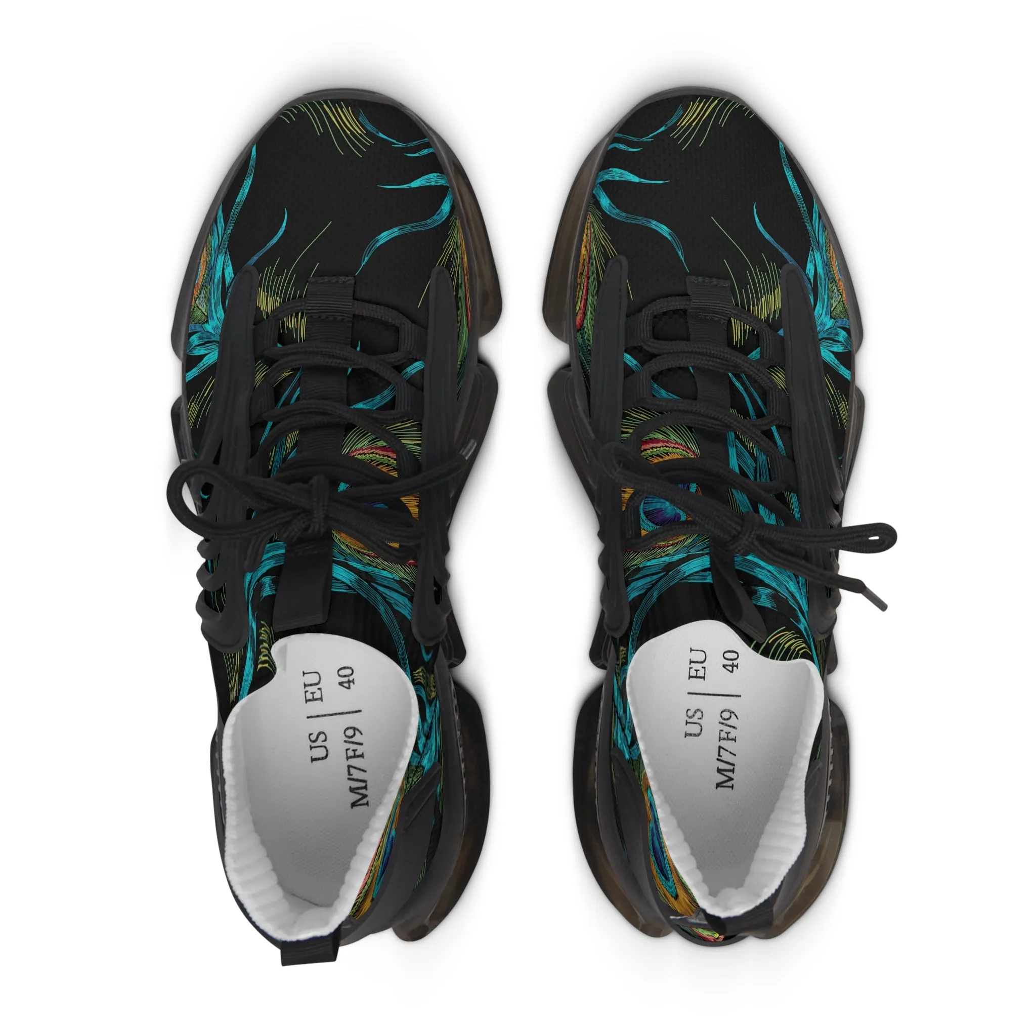 Colored Peacock Feathers Women's Mesh Sneakers
